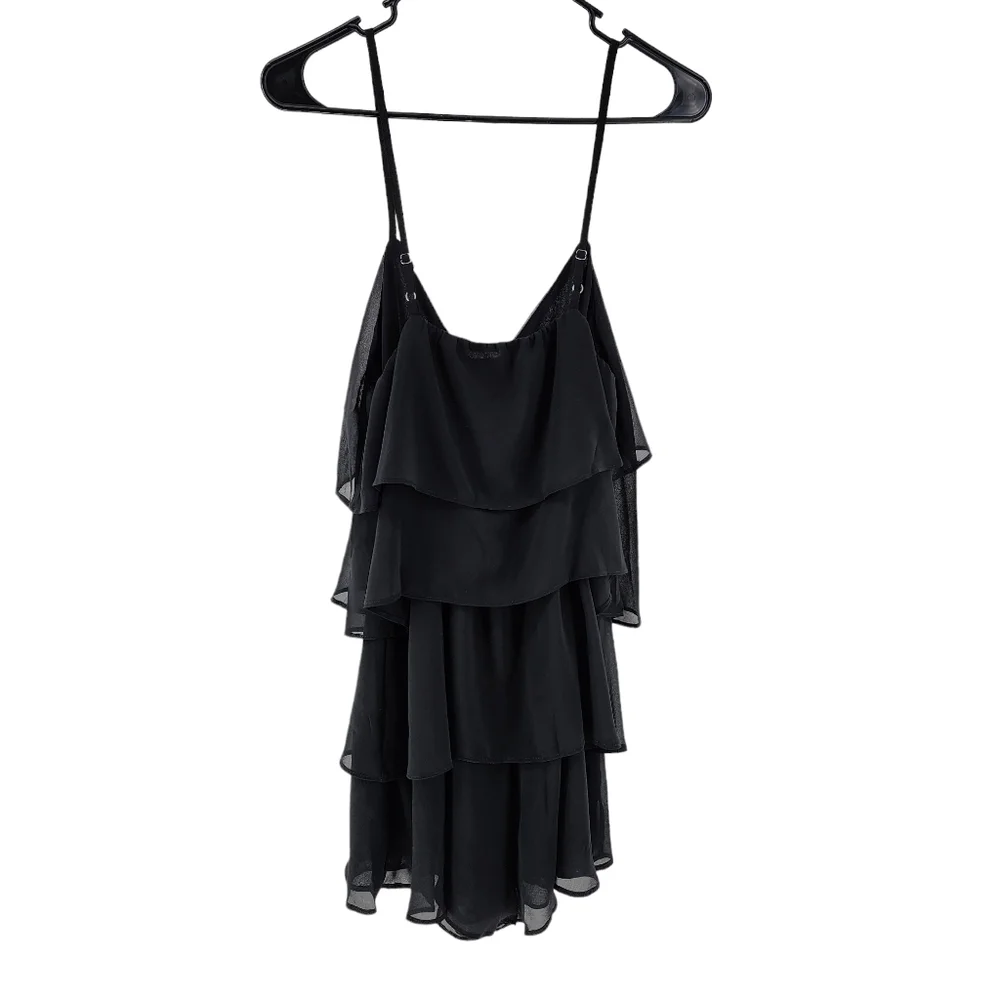 Missguided Women's Black Layered Frill Floaty Playsuit - 4